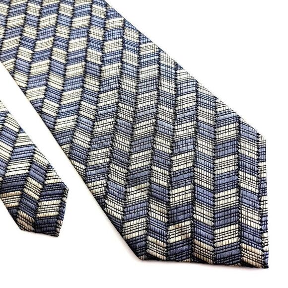 Dockers Abstract Geometric Woven Tan Gray Du Pont Teflon Wide Silk Tie - Picture 1 of 7